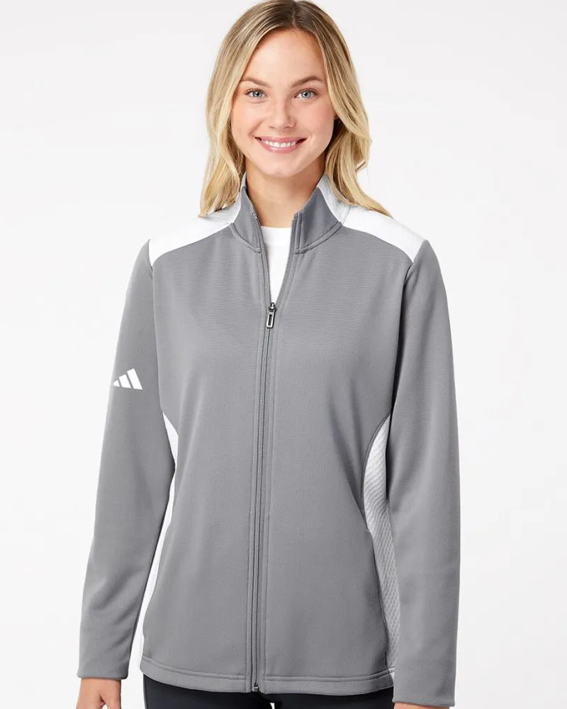 A529 - Women's Textured Mixed Media Full-Zip Jacket<Adidas Outlet