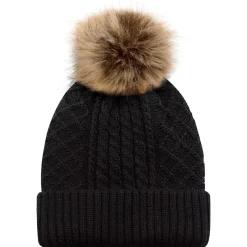 1E140L - Acrylic / Polyester Satin Cuff Toque (Faux Fur Pom Pom 12cm, Women’s)<AJM Online