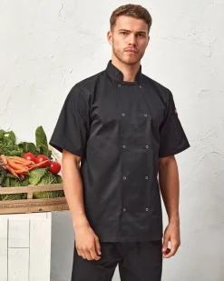 RP664 - Unisex Studded Front Short-Sleeve Chef's Coat<Artisan Collection by Reprime Outlet