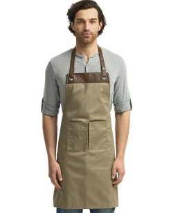 RP123 - Adjustable Faux Leather Trim Bib Apron<Artisan Collection by Reprime Discount