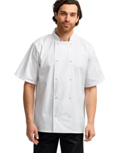 RP664 - Unisex Studded Front Short-Sleeve Chef's Coat<Artisan Collection by Reprime Outlet