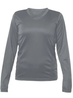 L635 - Women's Performance V-Neck Long Sleeve Moisture-Wicking Tee<Blank Activewear Best