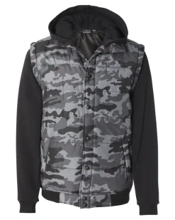 8701 - Nylon Vest with Fleece Sleeves<Burnside Clearance