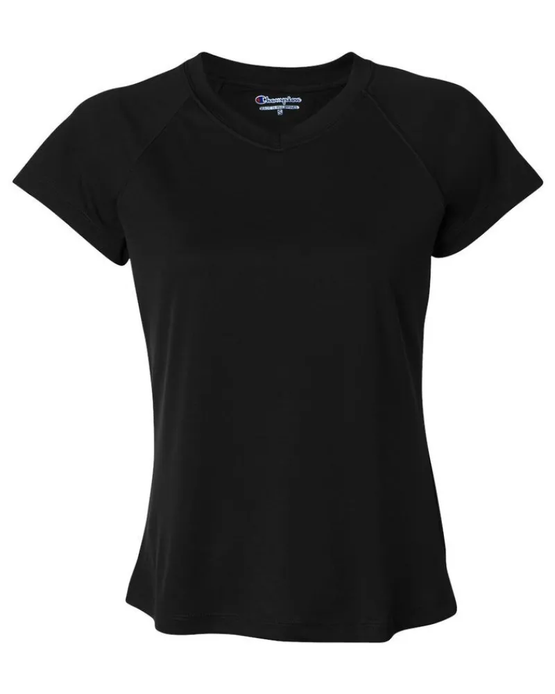 CW23 - Ladies' Double Dry® V-Neck Performance T-Shirt<Champion Online