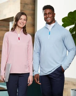 DG480 - Men's Performance Micro-Stripe Quarter-Zip Pullover<Devon & Jones Online