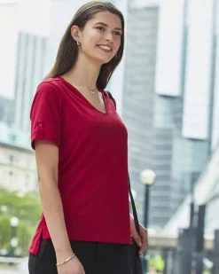 DG20WB - Ladies CrownLux Performance Plaited Rolled-Sleeve Top<Devon & Jones Sale