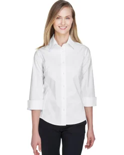 DP625W - Ladies Three-Quarter Sleeve Stretch Poplin Blouse<Devon & Jones Clearance