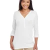 DP186W - Ladies Perfect Fit Y-Placket Convertible Sleeve Knit Top<Devon & Jones Fashion