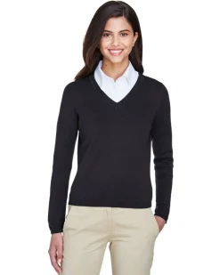 D475W - Ladies V-Neck Sweater<Devon & Jones Clearance