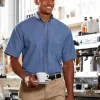 M550S - Men's 6.5 oz. Short-Sleeve Denim Shirt<Harriton Best