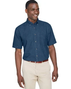 M550S - Men's 6.5 oz. Short-Sleeve Denim Shirt<Harriton Best