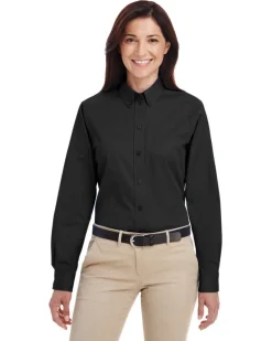 M581W - Women's Teflon-Coated Cotton Twill Long Sleeve Shirt<Harriton New