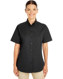M582W - Women's Teflon-Coated Cotton Twill Short Sleeve Shirt<Harriton Hot