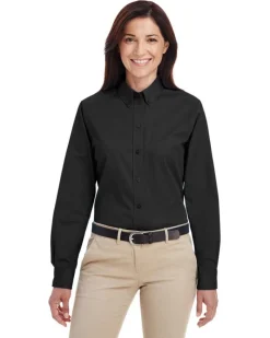 M581W - Women's Teflon-Coated Cotton Twill Long Sleeve Shirt<Harriton New