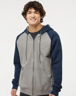 KF4048 - Fleece Raglan Hooded Full-Zip Sweatshirt<King Fashion Fashion