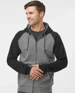 KF4048 - Fleece Raglan Hooded Full-Zip Sweatshirt<King Fashion Fashion