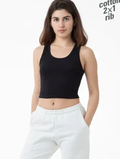 21308 - Classic Cotton Ribbed Crop Tank Top<Los Angeles Apparel Online