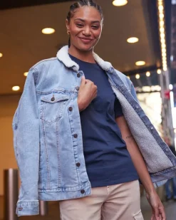 372J - Unisex Sherpa-Lined Denim Jacket<Threadfast Clearance