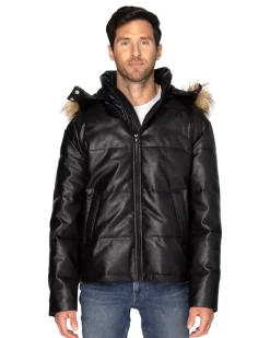 397J - Unisex Vegan Leather Puffer Jacket<Threadfast Outlet